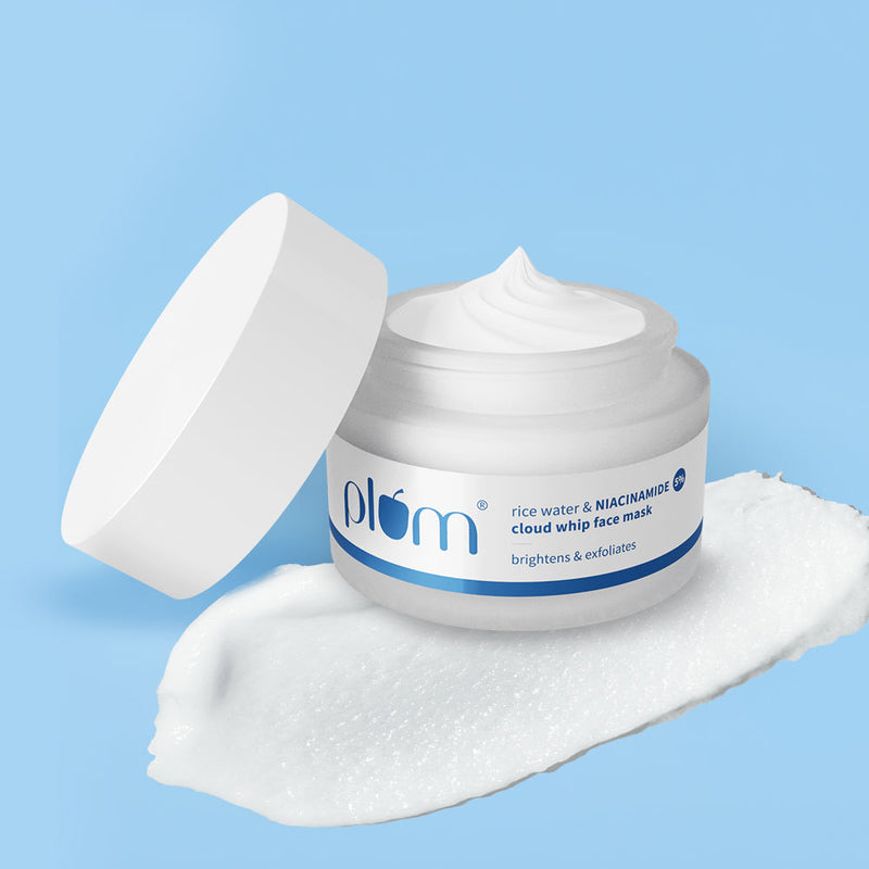 Plum Rice Water & 5% Niacinamide Cloud Whip Face Mask | Brightens | Gently Exfoliates | Hydrates & Nourishes, 50g Buy at Indicrest