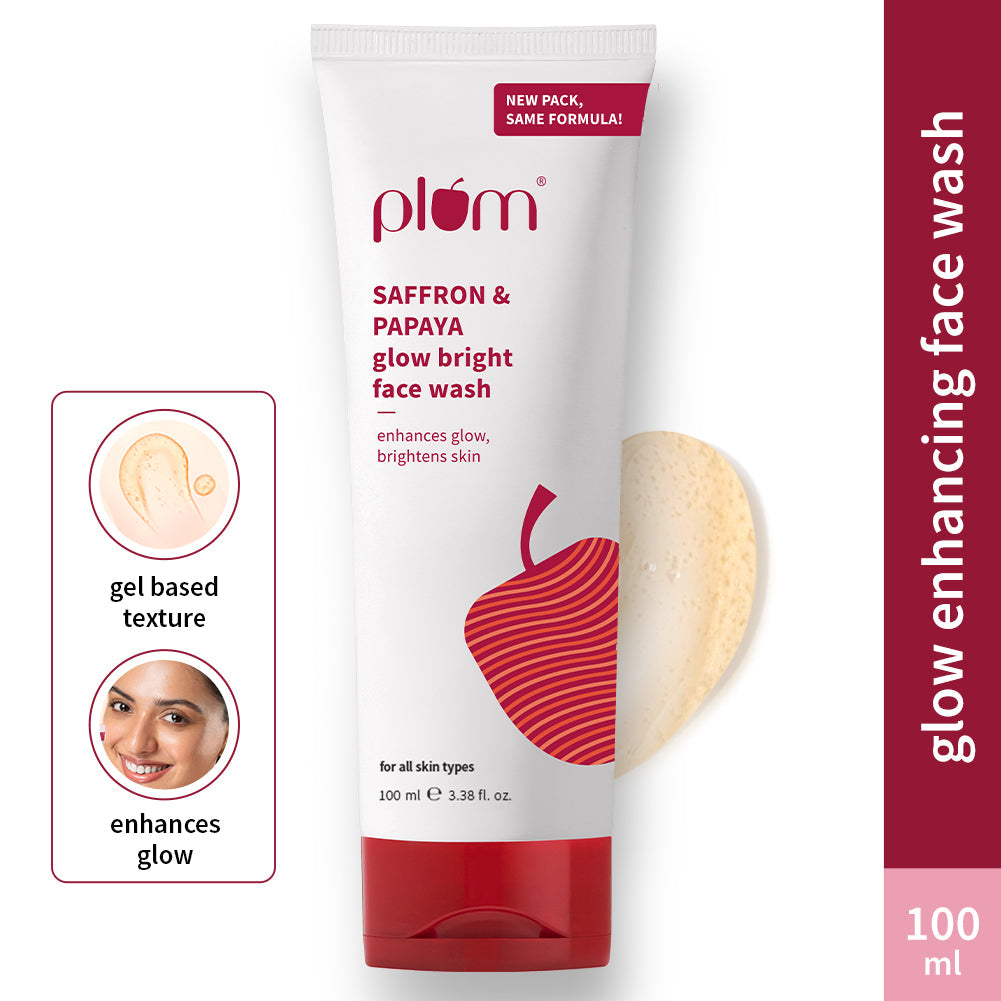 Plum Saffron & Papaya Glow Bright Face Wash | Enhances Glow | Brightens Skin | Gentle & Non-Drying, 100g Buy at Indicrest Image 2