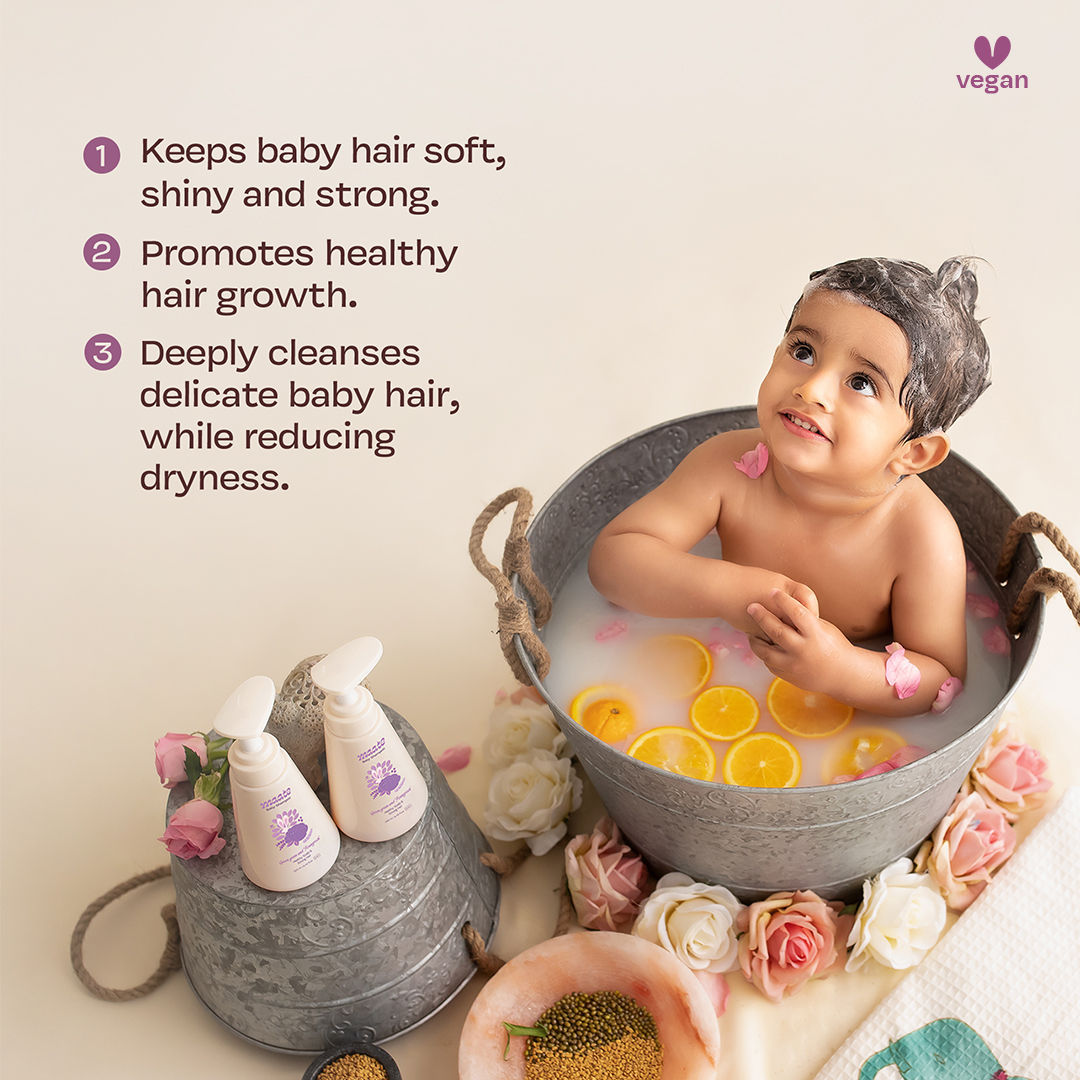 Maate Baby Shampoo from Green Gram & Fenugrek Extracts, Soap Free & Tear Free tural Cleanser, 400ml