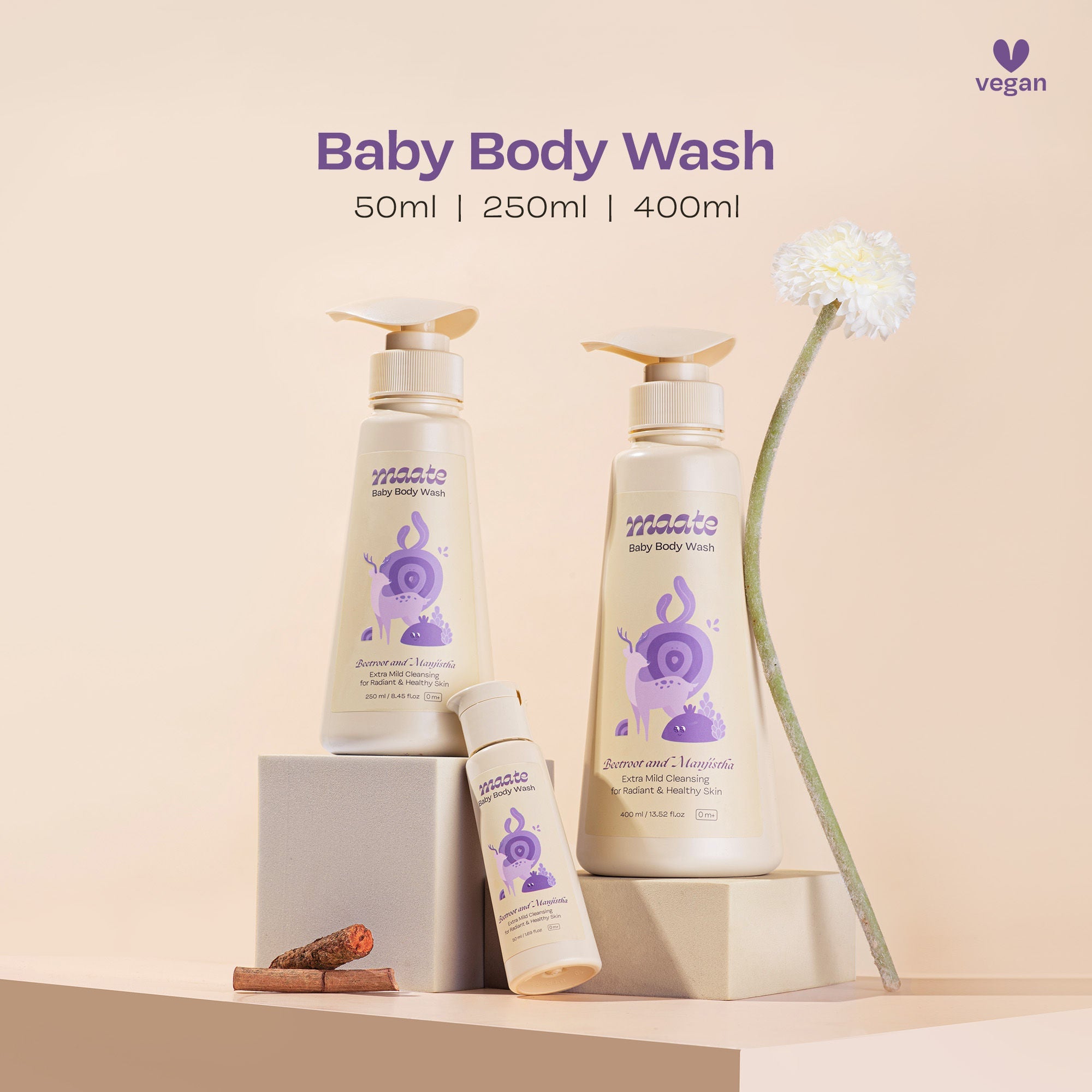 Maate Baby Body Wash Lotion with Kokum Butter & Orange Oil, Face & Body Moisturizer, 250ml