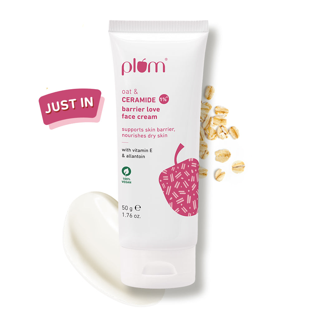 Plum Oat & 1% Ceramide Face Cream for Dry Skin | "3X Lasting Moisturization | Strengthens Skin Barrier | Dermat- Tested, 50g Buy at Indicrest Image 2