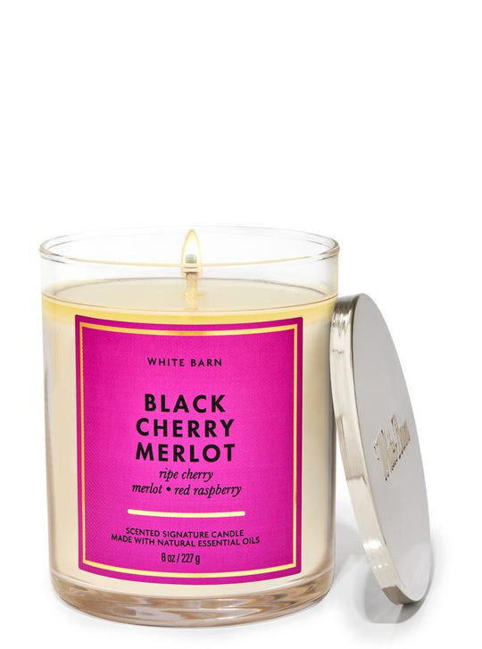 Bath & Body Works Black Cherry Merlot Signature Single Wick Candle, 227 g / 8 oz Buy at Indicrest