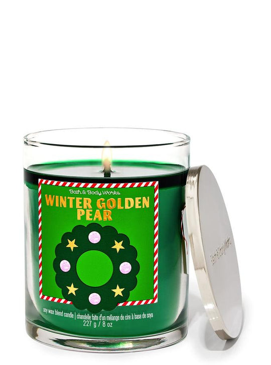 Bath & Body Works Winter Golden Pear Single Wick Candle, 227 g / 8 oz Buy at Indicrest