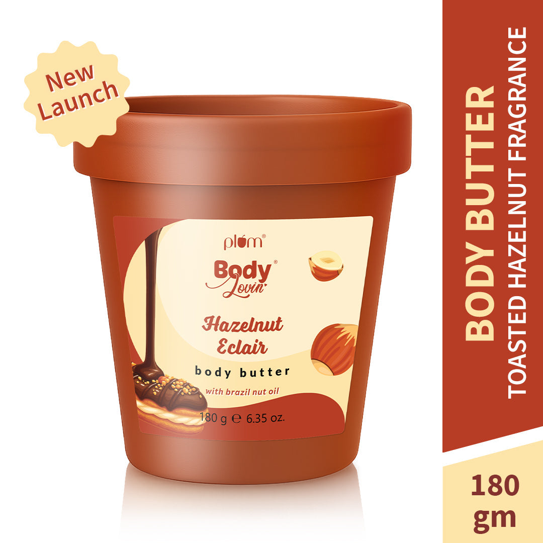 Plum Hazelnut Eclair Body Butter by Plum BodyLovin' | Deep Moisturization | Shea Butter & Brazil Nut Oil | Decadent Hazelnut Chocolate Fragrance | Non-Greasy & Lightweight, 180g Buy at Indicrest Image 2