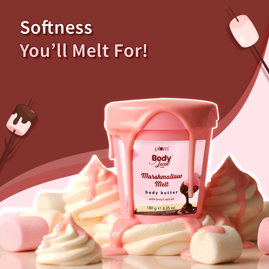 Plum Marshmallow Melt Body Butter by Plum BodyLovin' | Deep Moisturization | Shea Butter & Brazil Nut Oil | Cozy Cocoa Fragrance | Non-Greasy & Lightweight, 180g Buy at Indicrest Image 3
