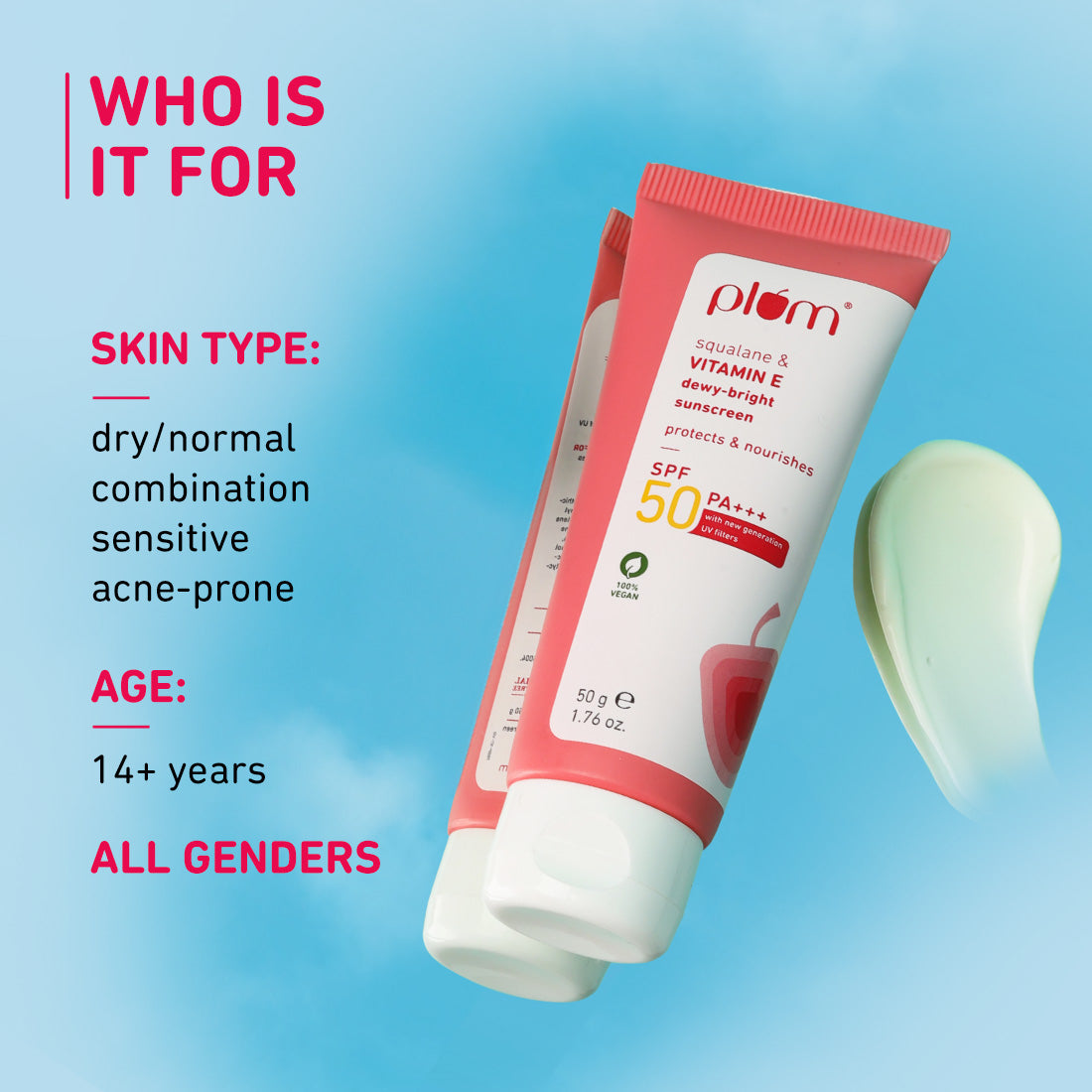 Plum Squalane & Vitamin E SPF 50 PA+++ Dewy-Bright Sunscreen | Safe, New Gen UV Filters | No White Cast, 50g x 2 Buy at Indicrest Image 14