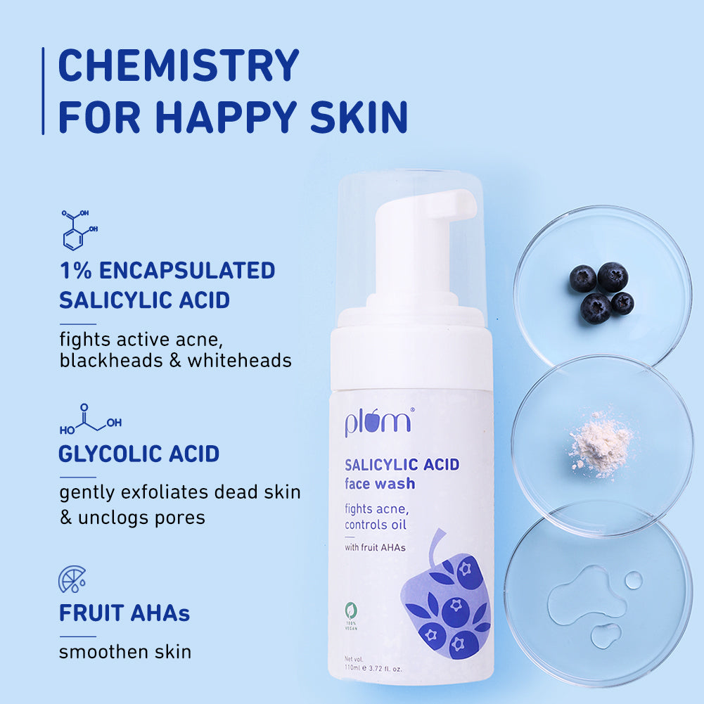 Plum 1% Encapsulated Salicylic Acid Foaming Face Wash for Acne | Fights Acne | Controls Oil | Smoothens Skin, 110ml Buy at Indicrest Image 3