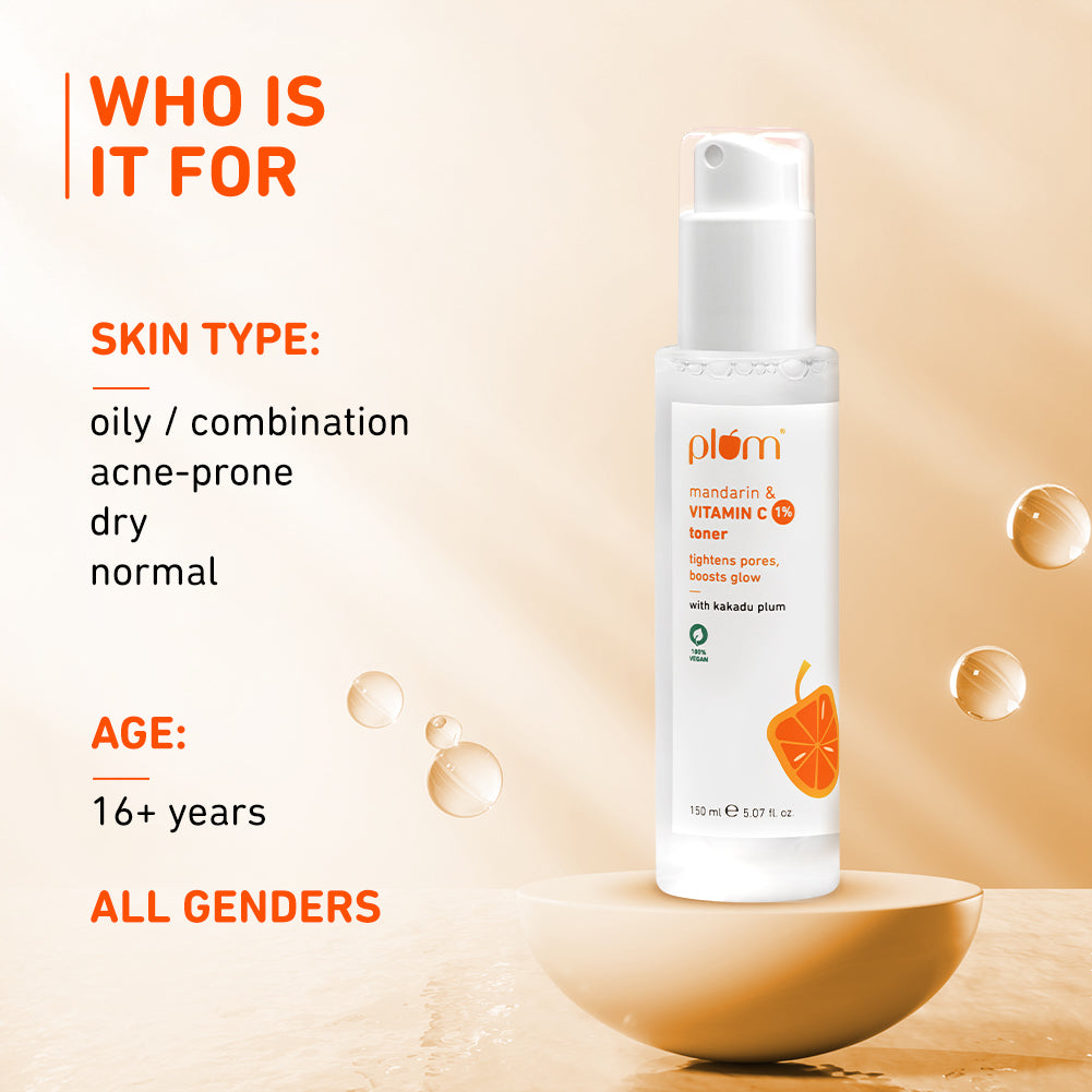 Plum Vitamin C Face Toner with Mandarin & Kakadu Plum | Boosts Glow | Fades Dark Spots & Hyperpigmentation | Tightens Pores, 150ml Buy at Indicrest Image 4