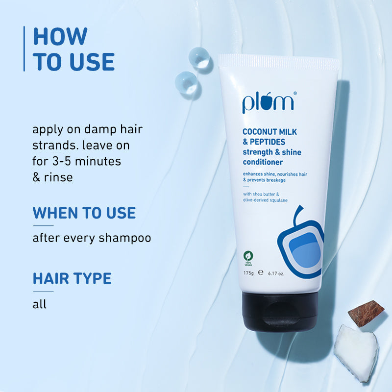 Plum Coconut Milk & Peptides Conditioner for Dry Hair | Softens Hair | Nourishes & Smoothens Strands, 175g Buy at Indicrest Image 4