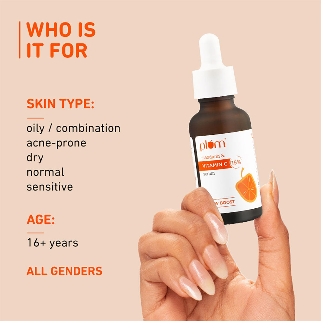 Plum 15% Vitamin C Serum with Mandarin for glowing skin | Boosts Glow & Fades Dark Spots In 2 Weeks | Dermat-Tested, 30ml Buy at Indicrest Image 5