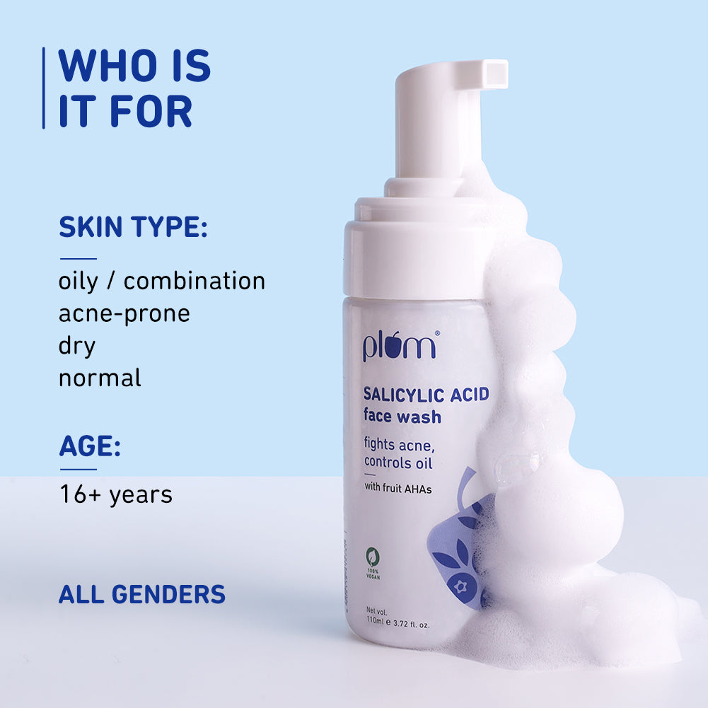 Plum 1% Encapsulated Salicylic Acid Foaming Face Wash for Acne | Fights Acne | Controls Oil | Smoothens Skin, 110ml Buy at Indicrest Image 6