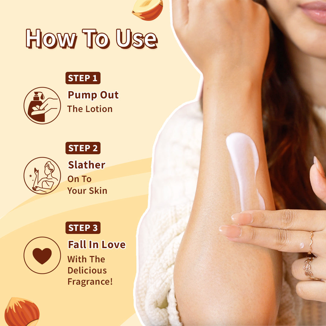 Plum Hazelnut Eclair Body Lotion by Plum BodyLovin' | Deep Moisturization | Cocoa Butter & Vitamin B5 | Decadent Hazelnut Chocolate Fragrance | Non-Greasy & Lightweight, 400ml Buy at Indicrest Image 7