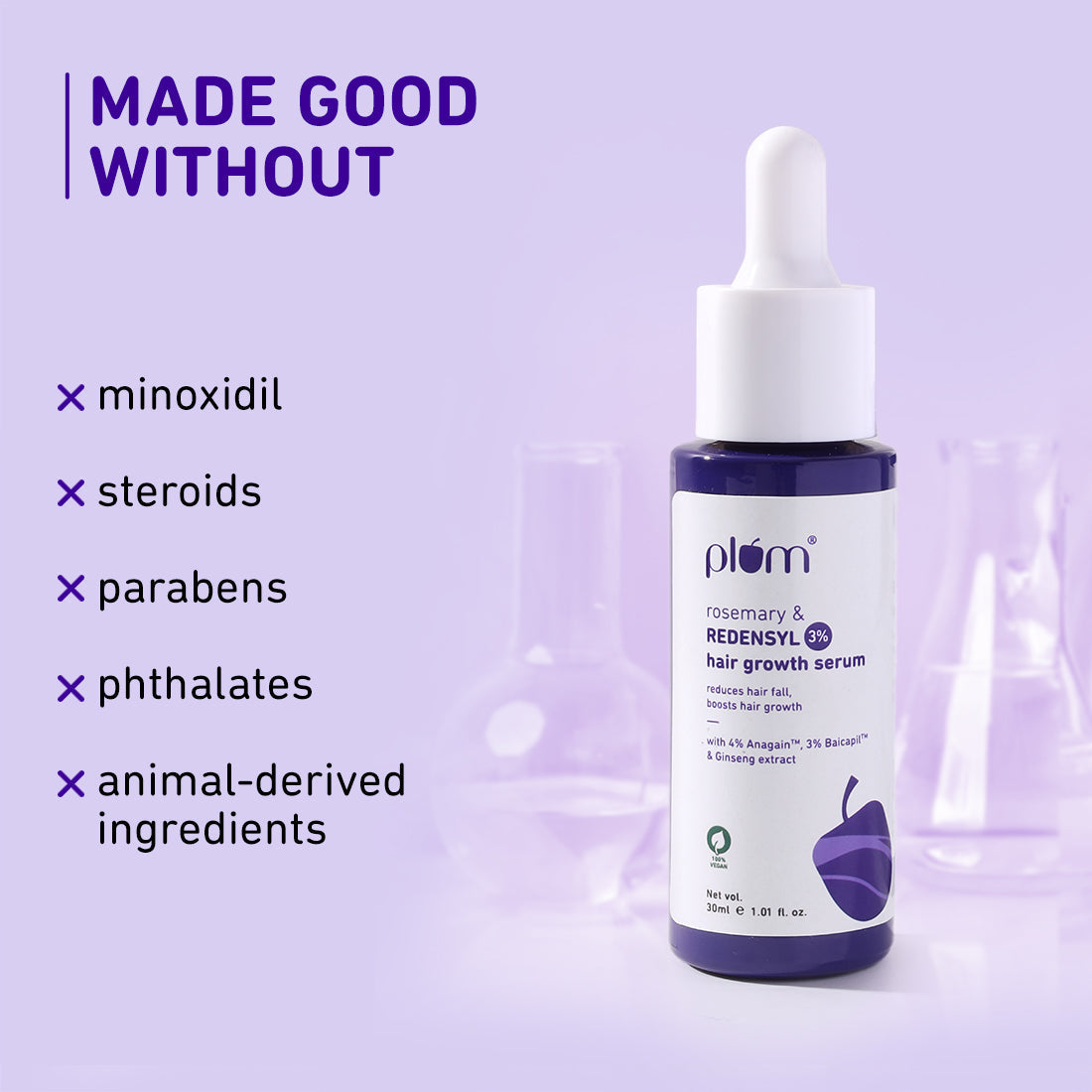 Plum Rosemary & 3% Redensyl Hair Growth serum | Reduces Hairfall | Boosts Hair Growth | Improves Hair Density, 30ml Buy at Indicrest Image 9