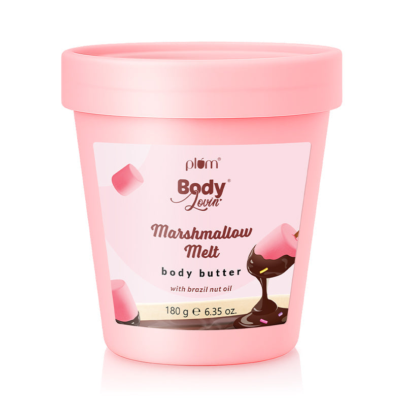 Plum Marshmallow Melt Body Butter by Plum BodyLovin' | Deep Moisturization | Shea Butter & Brazil Nut Oil | Cozy Cocoa Fragrance | Non-Greasy & Lightweight, 180g Buy at Indicrest Image 8