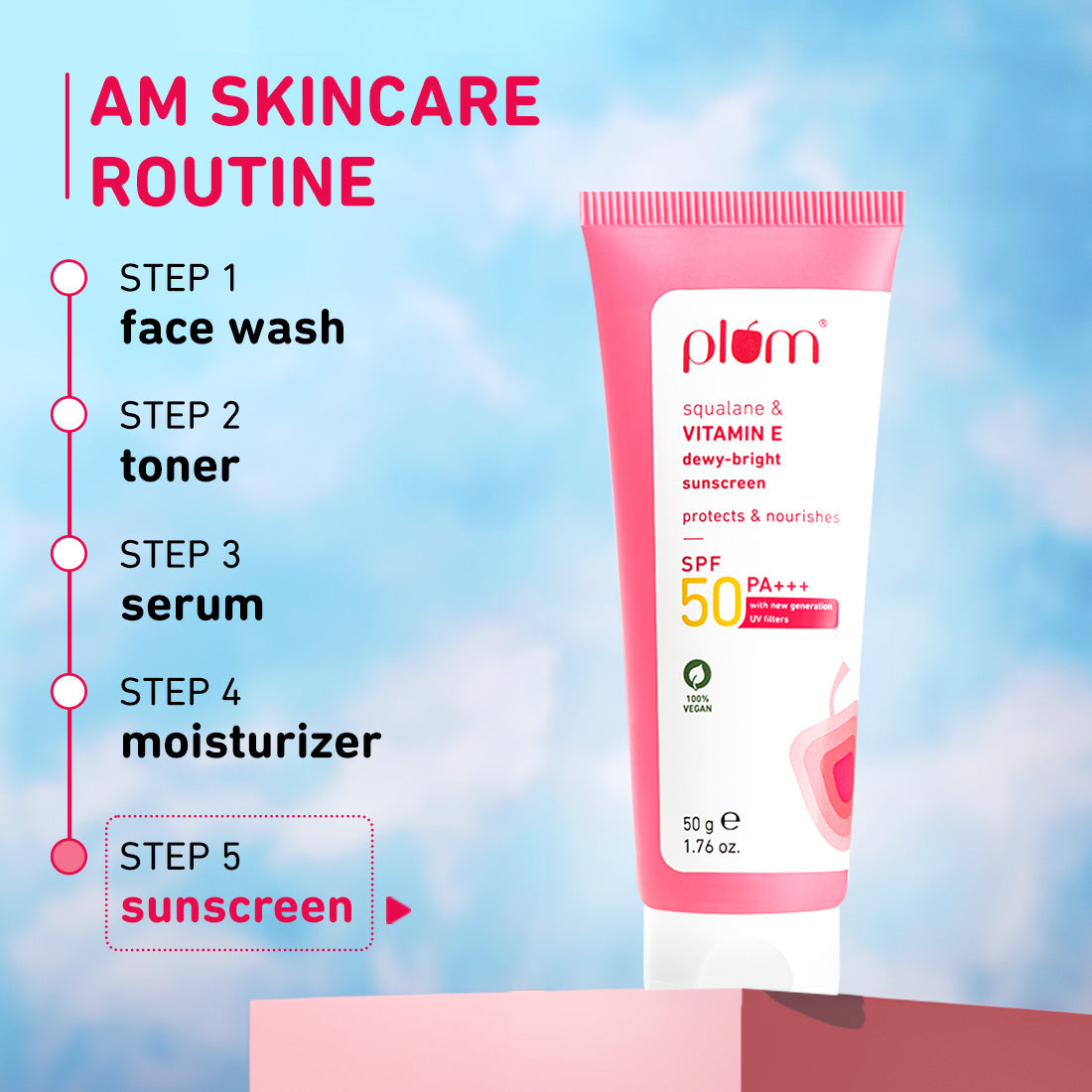 Plum Squalane & Vitamin E SPF 50 PA+++ Dewy-Bright Sunscreen | Safe, New Gen UV Filters | No White Cast, 50g Buy at Indicrest Image 10