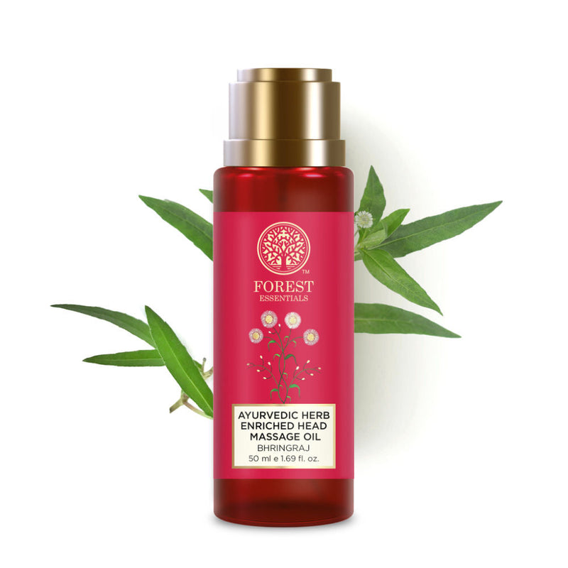 Forest Essentials Ayurvedic Herb Enriched Head Massage Oil Bhringraj - Anti Dandruff Hair Oil, 50ml, Buy from Indicrest
