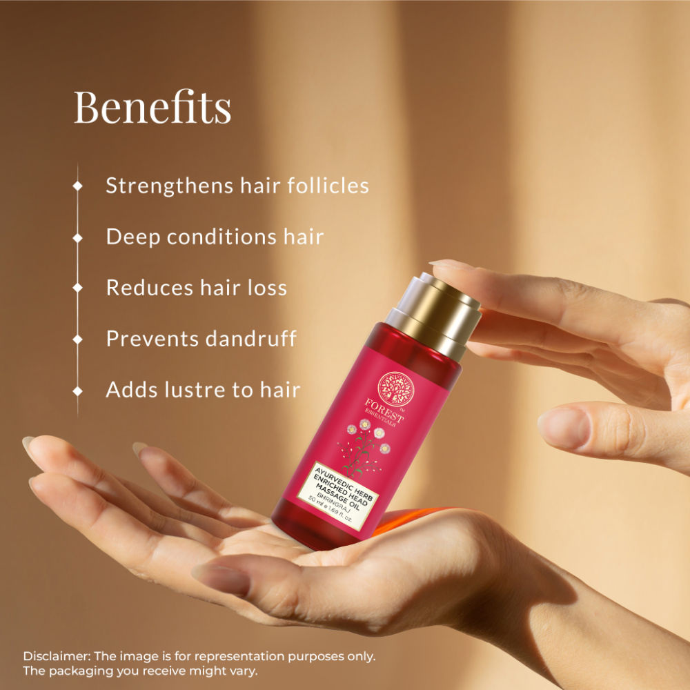 Forest Essentials Ayurvedic Herb Enriched Head Massage Oil Bhringraj - Anti Dandruff Hair Oil, 50ml