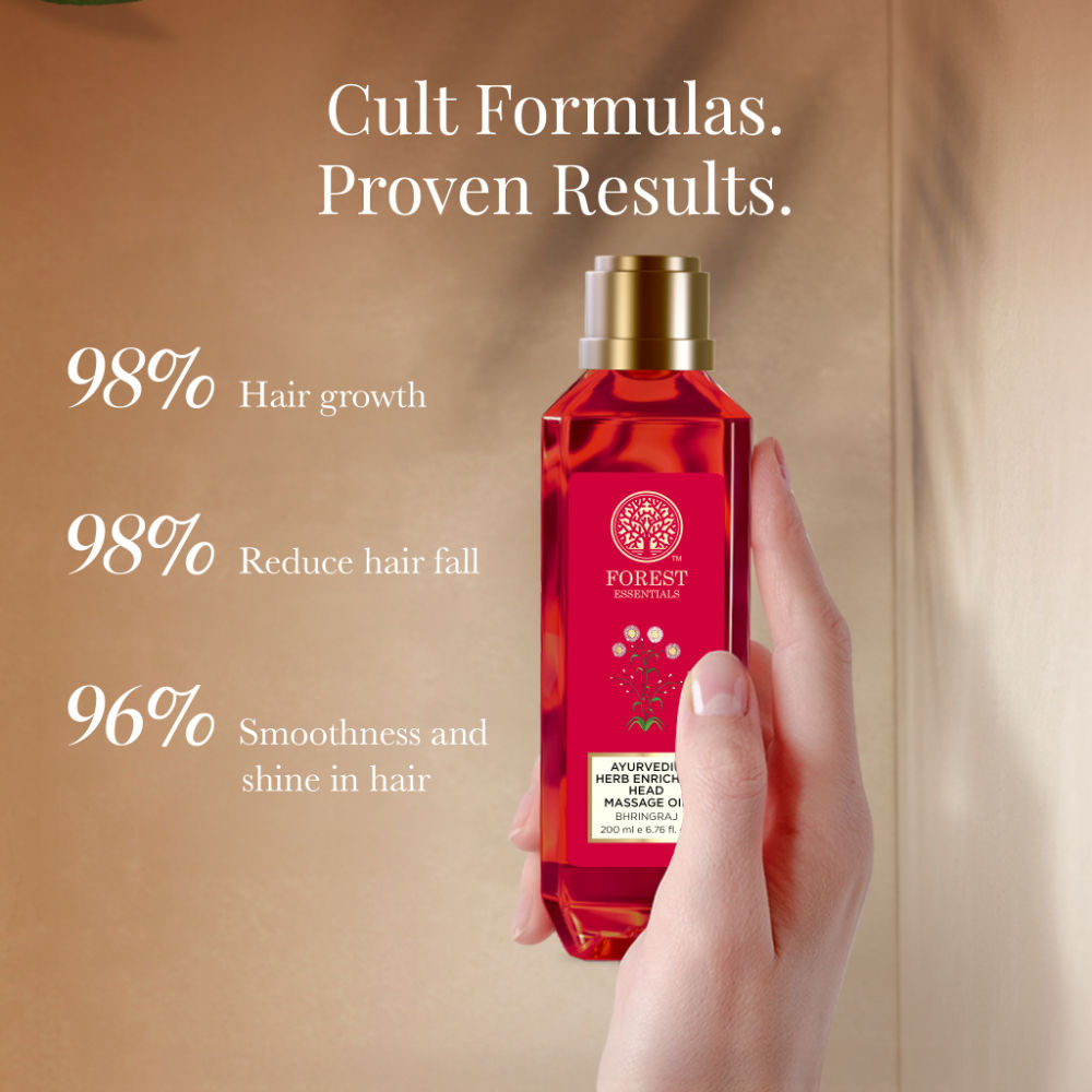 Forest Essentials Ayurvedic Herb Enriched Head Massage Oil Bhringraj - Anti Dandruff Hair Oil, 50ml