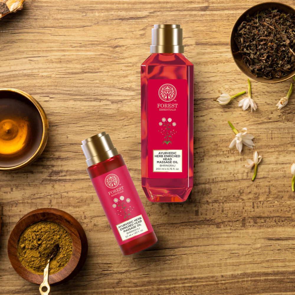 Forest Essentials Ayurvedic Herb Enriched Head Massage Oil Bhringraj - Anti Dandruff Hair Oil, 50ml