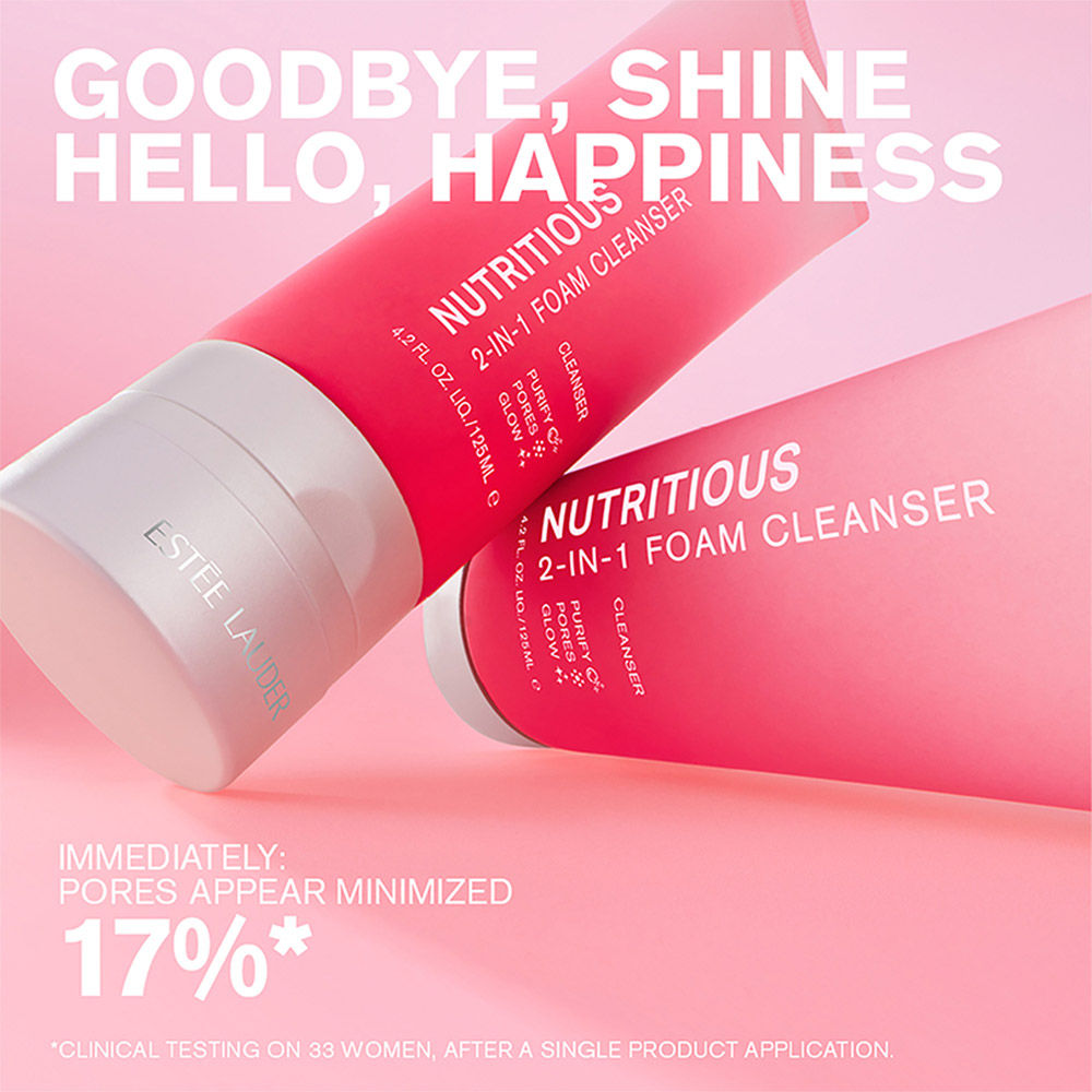 Estee Lauder Nutritious 2-In-1 Foam Cleanser with Niacinamide for Pore Minimization, For Oily Skin, 125ml