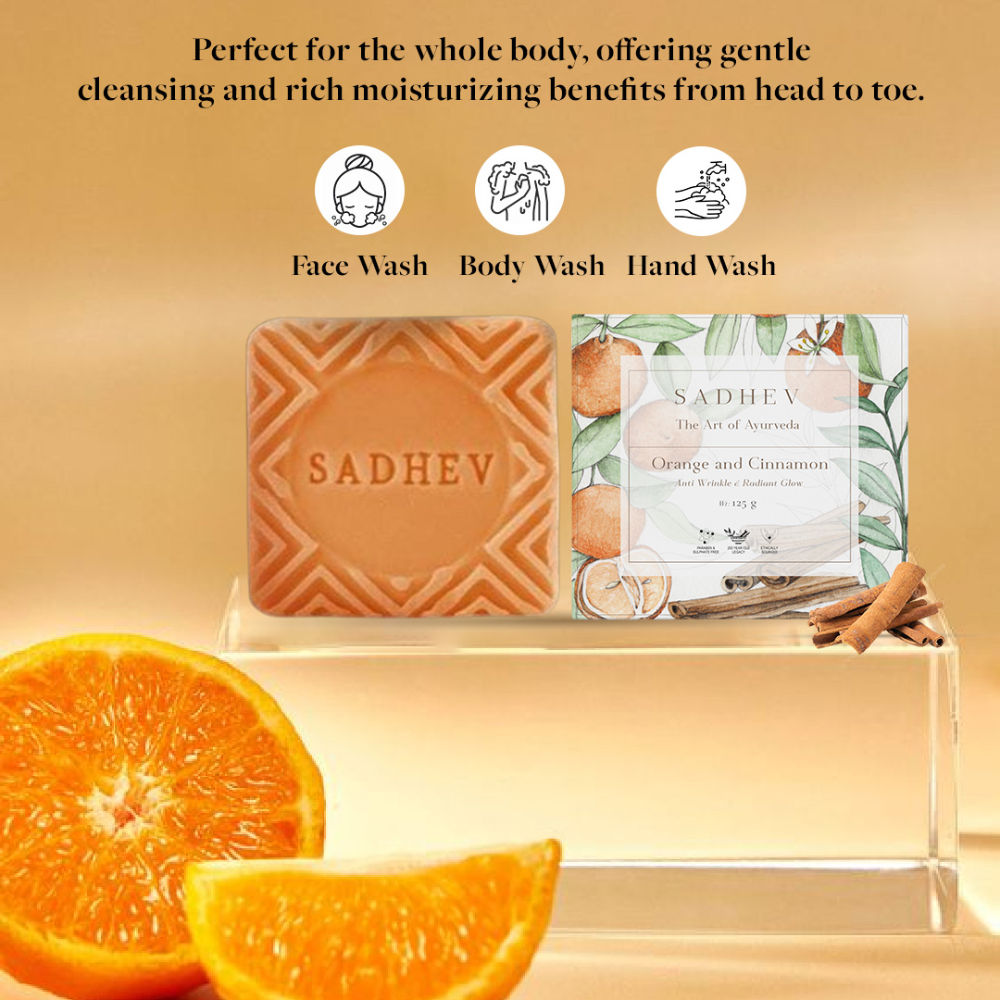 Sadhev Anti Wrinkle Bathing Bar - Orange & Cinmon, 125g