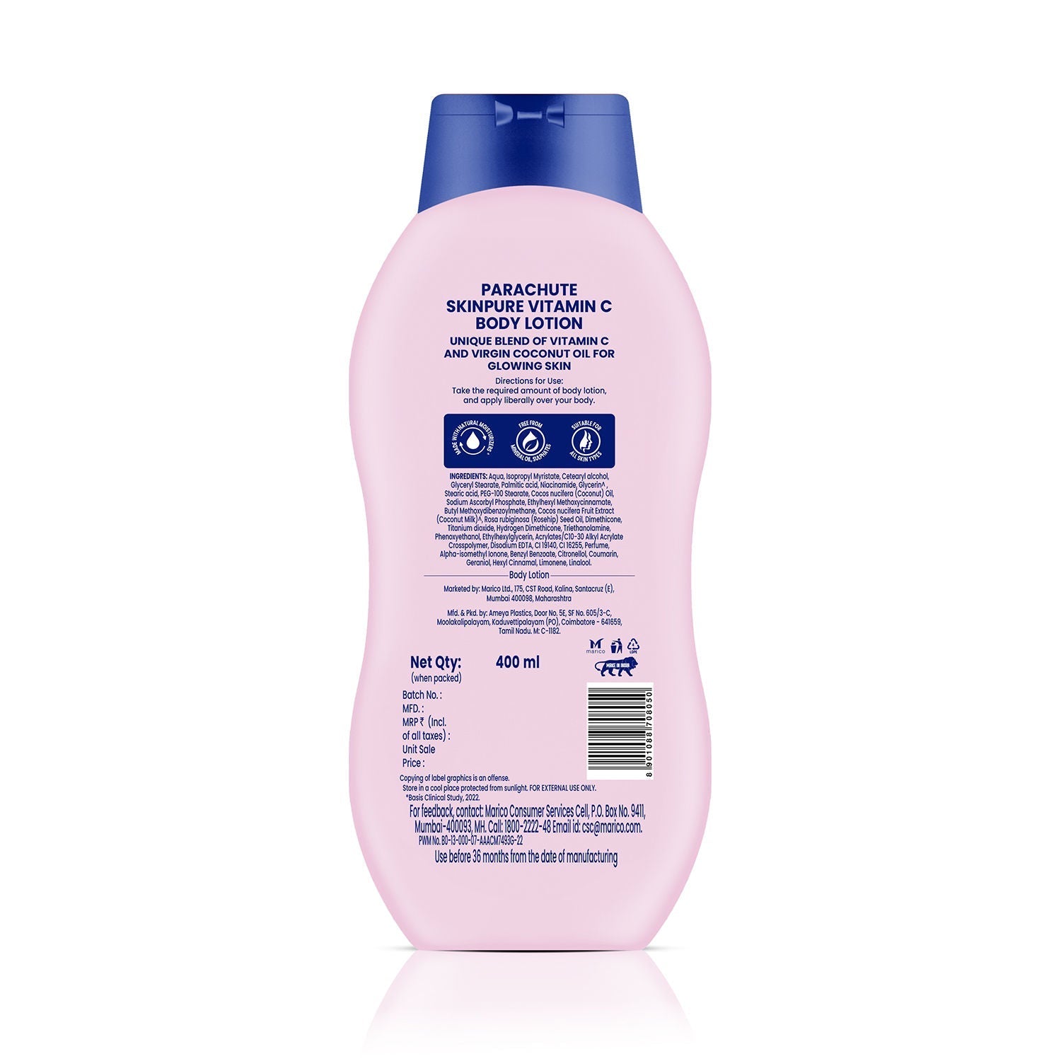 Parachute SkinPure Body Lotion With Vitamin C & Virgin Coconut Oil, 400ml Buy at Indicrest Image 7