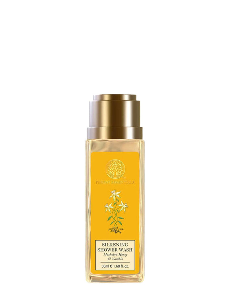 Forest Essentials Silkening Shower Wash Mashobra Honey & Vanilla - Ayurvedic Body Wash Sulphate Free, 50ml, Buy from Indicrest