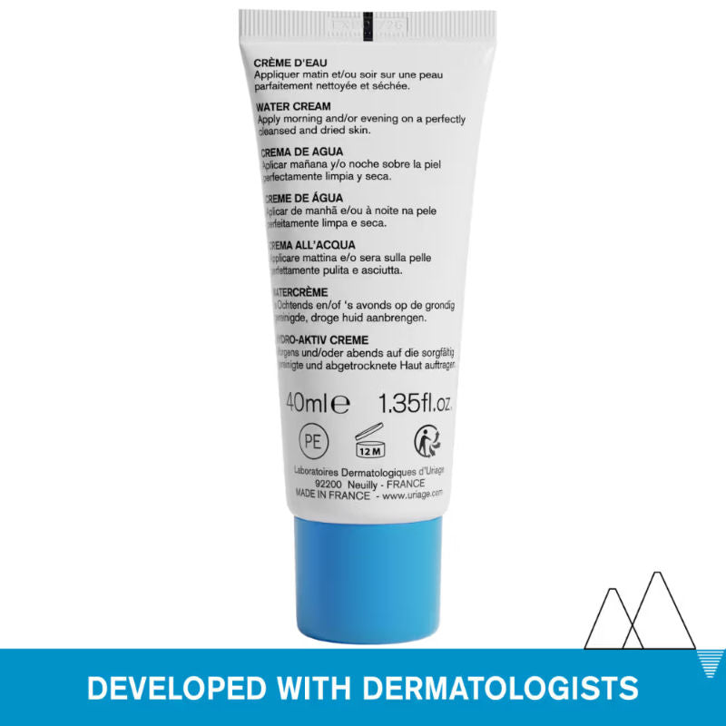 Uriage Eau Thermale Hydrating Light Water Face Cream Hyaluronic Acid 24H Hydration, Glow & Soft Skin, 40ml