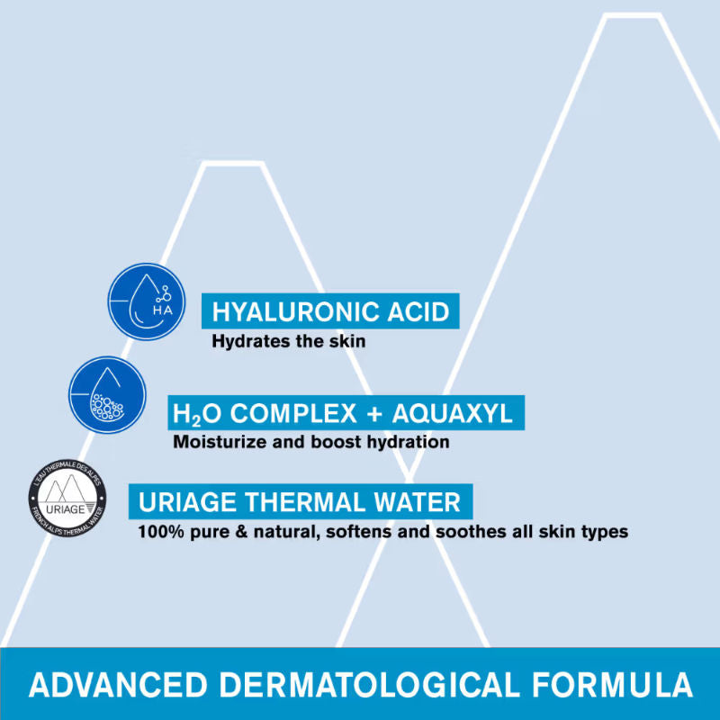 Uriage Eau Thermale Hydrating Light Water Face Cream Hyaluronic Acid 24H Hydration, Glow & Soft Skin, 40ml