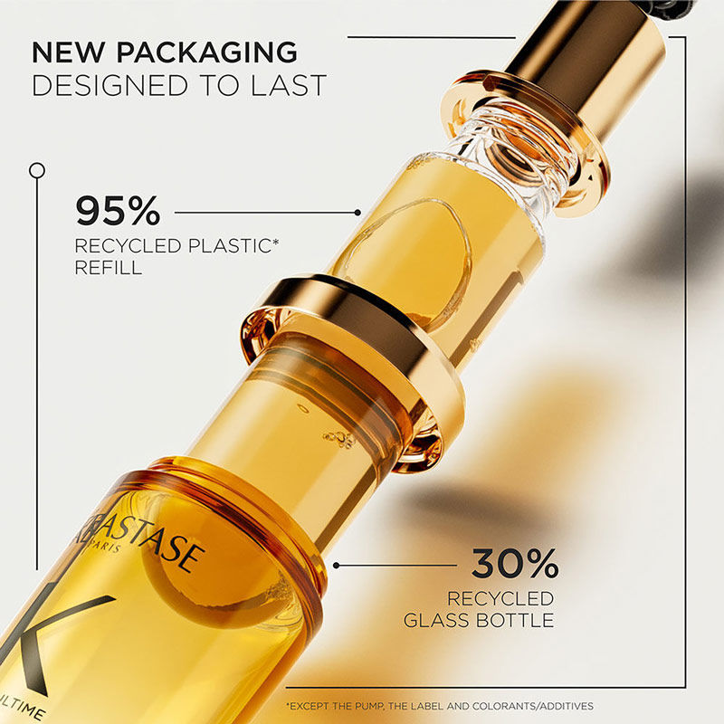 Kérastase Elixir Ultime Hair Oil-In-Serum Refill, 2X Shinier Hair, 96H Anti-Frizz Action, 75ml