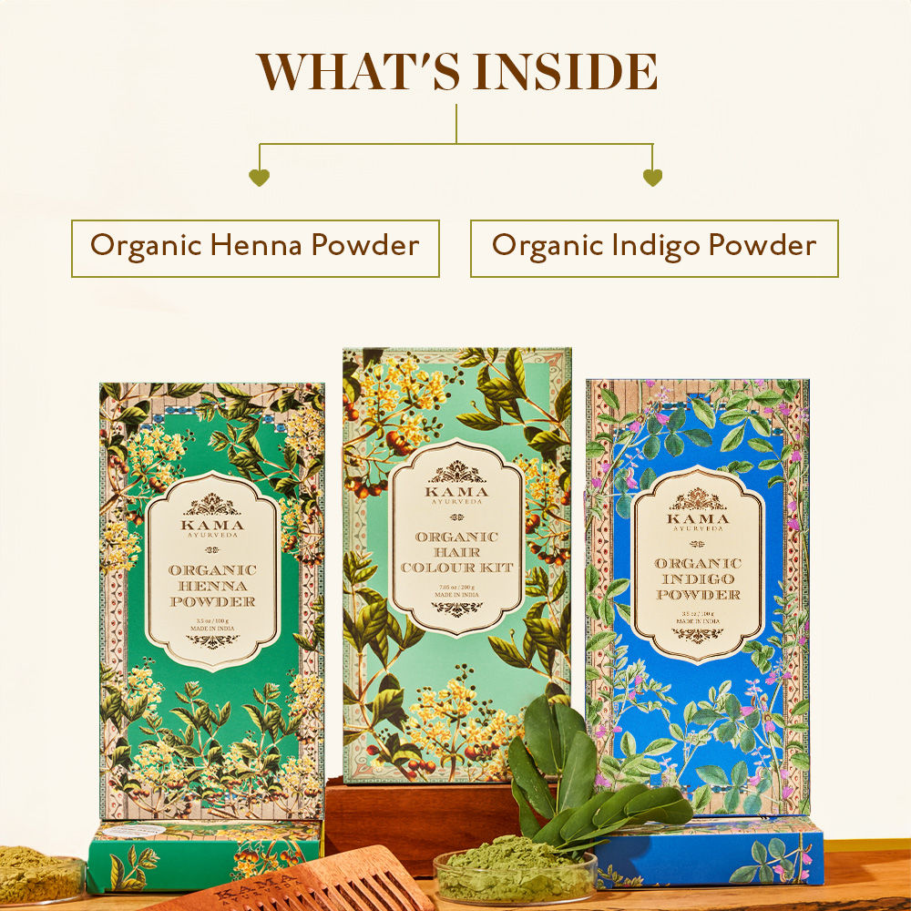 Kama Ayurveda Organic Hair Color Kit With 100% Organic Indigo & Henna, Prevents Premature Graying, 200gm