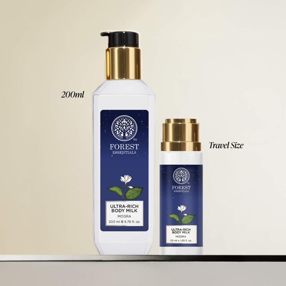 Forest Essentials Ultra-Rich Body Milk Mogra - Delicately Scented Ayurvedic Moisturising Body Lotion, 200ml