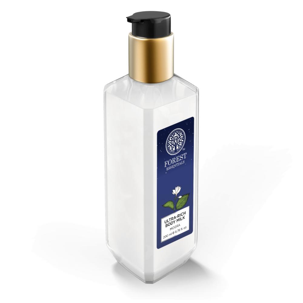 Forest Essentials Ultra-Rich Body Milk Mogra - Delicately Scented Ayurvedic Moisturising Body Lotion, 200ml