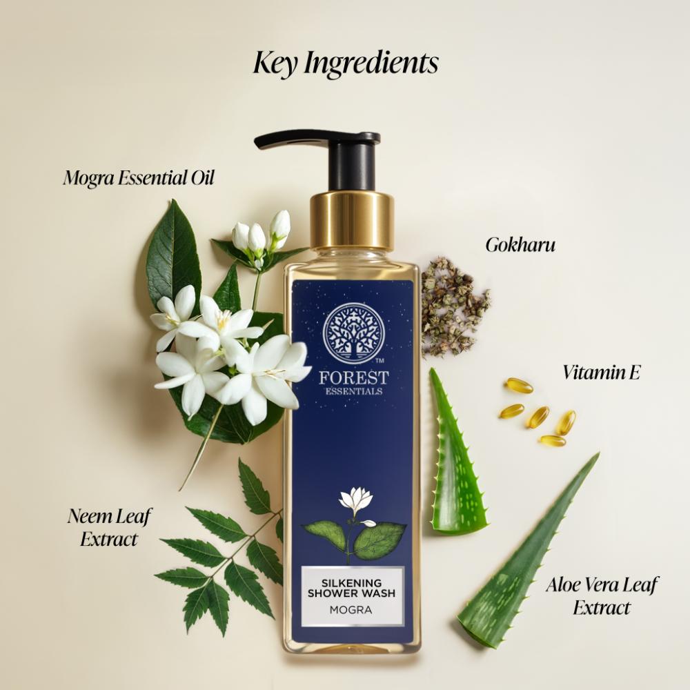 Forest Essentials Silkening Shower Wash Mogra - Delicately Scented, 50ml