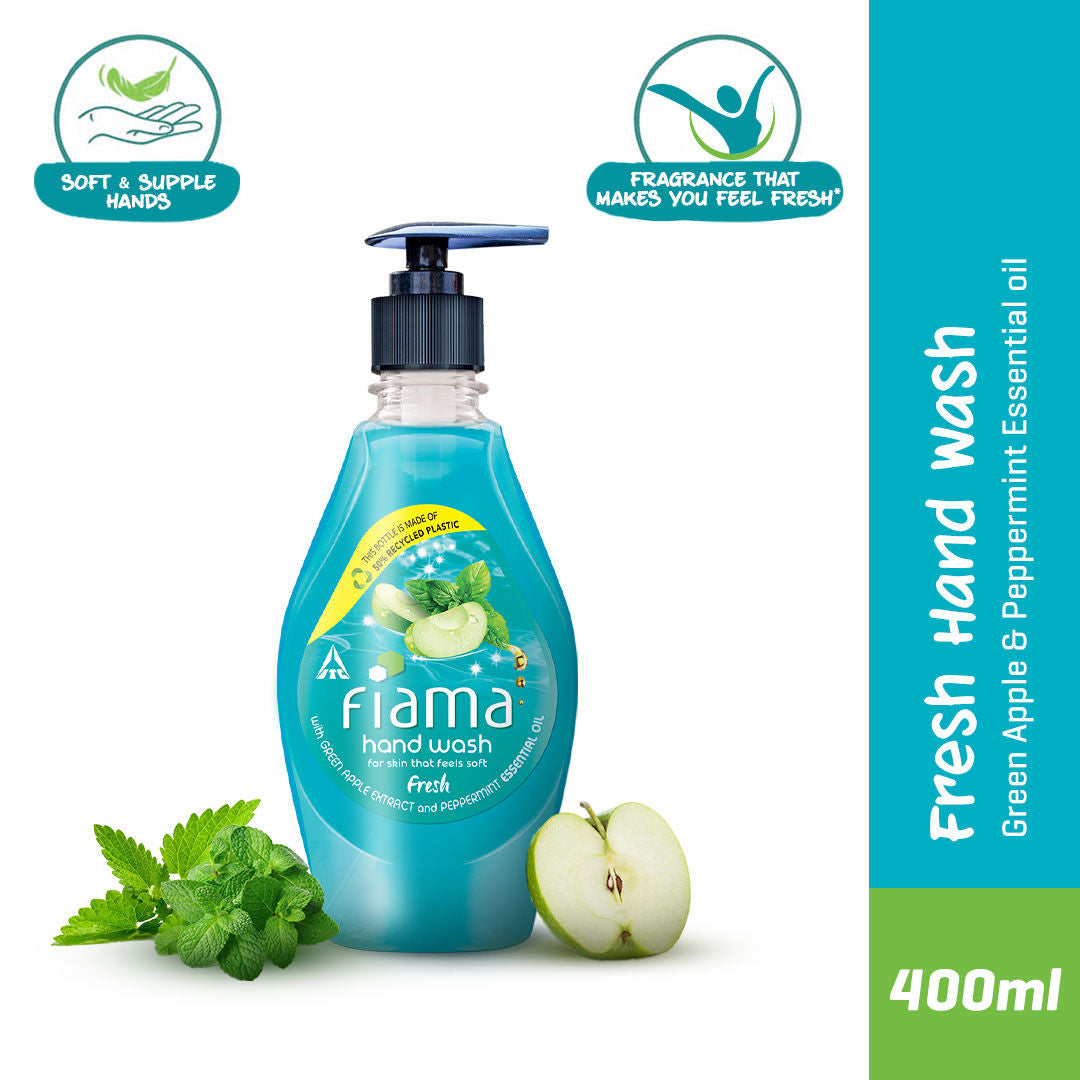 Fiama Fresh Hand Wash, Peppermint Oil & Green Apple Extract Handwash For Soft And Supple Hands, 400ml Buy at Indicrest Image 6