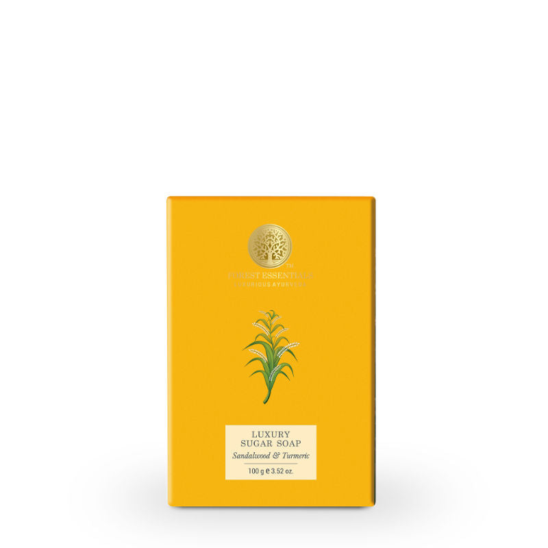 Forest Essentials Luxury Sugar Soap Sandalwood Turmeric - Ayurvedic Handmade Bath Soap, 100 g, Buy from Indicrest