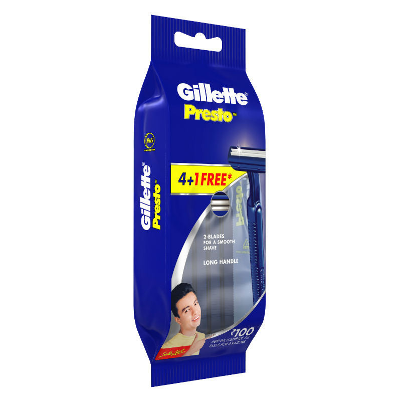 Gillette Presto Manual Shaving Razor Gift (Pack Of 5), 5 Pack Buy at Indicrest Image 2