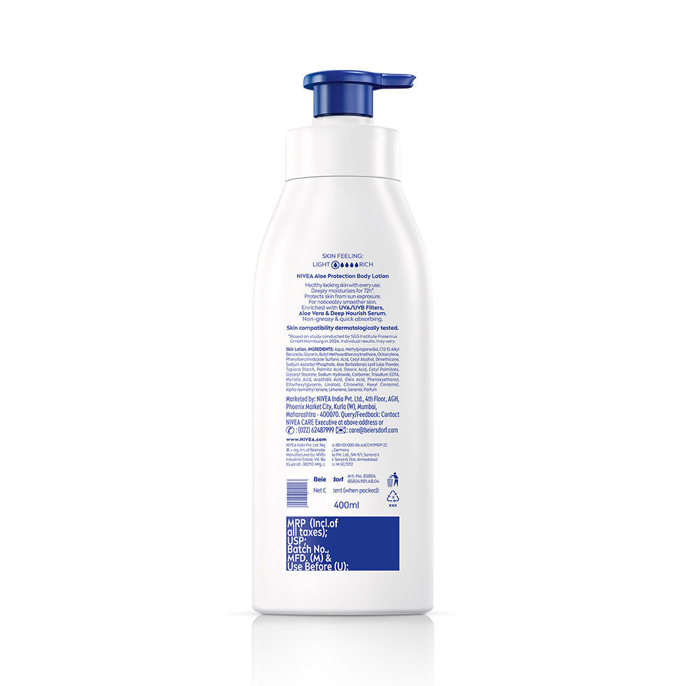Nivea Sunscreen lotion with SPF 15 & ALOEVERA- 5 in 1 COMPLETE CARE for 48H Moisturization, 400ml Buy at Indicrest Image 9