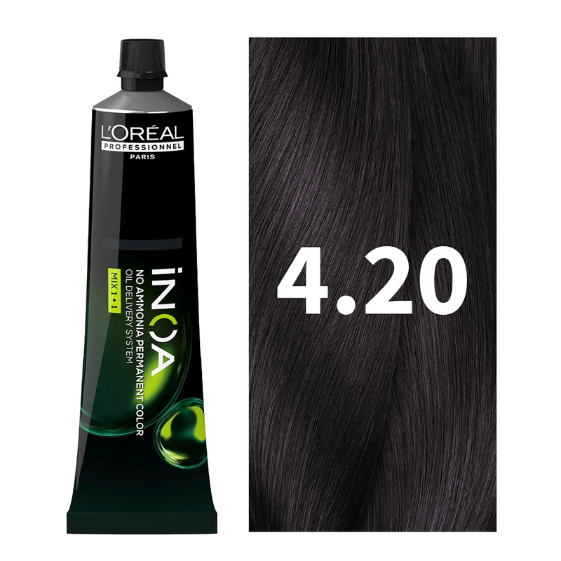 L'Oreal Professionnel Paris iNOA – 4.20 (Extra Burgundy Brown) Ammonia-Free Hair Color, 60g Buy at Indicrest