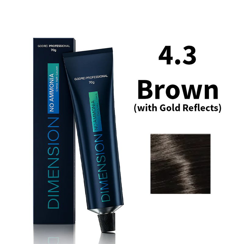 Godrej Professional Dimension No Ammonia Cream Hair Colour Gold Reflects 4.3 - Brown (with Gold Reflects) 70g