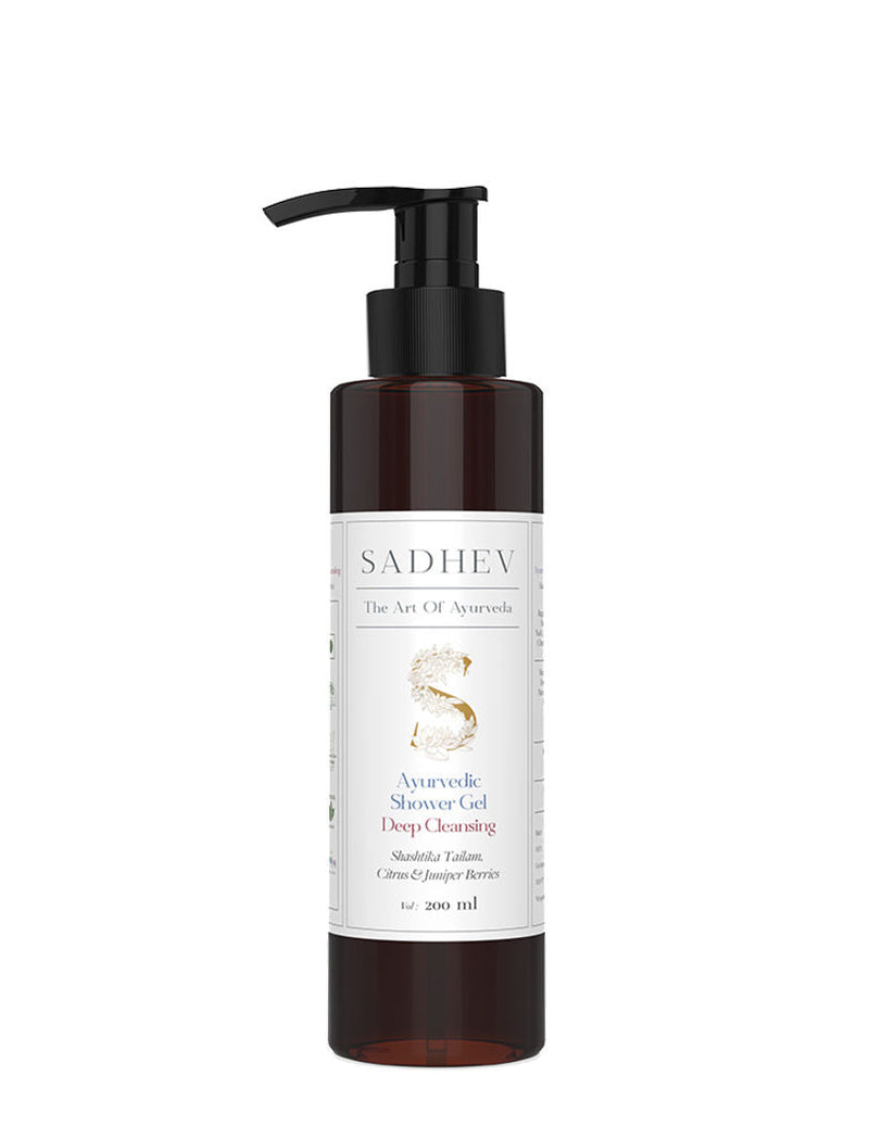 SADHEV Ayurvedic Shashtika Tailam, Citrus & Juniper Berries Deep Cleansing Shower Gel, 200ml, Buy from Indicrest