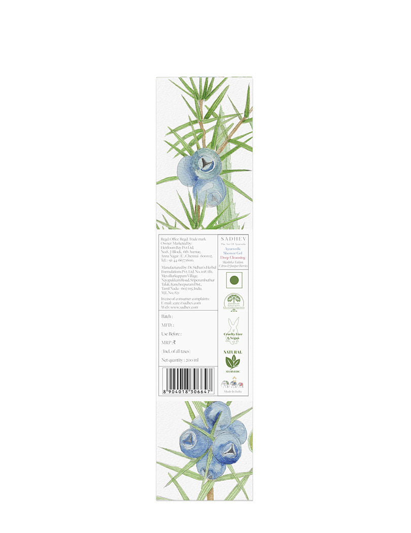 SADHEV Ayurvedic Shashtika Tailam, Citrus & Juniper Berries Deep Cleansing Shower Gel, 200ml