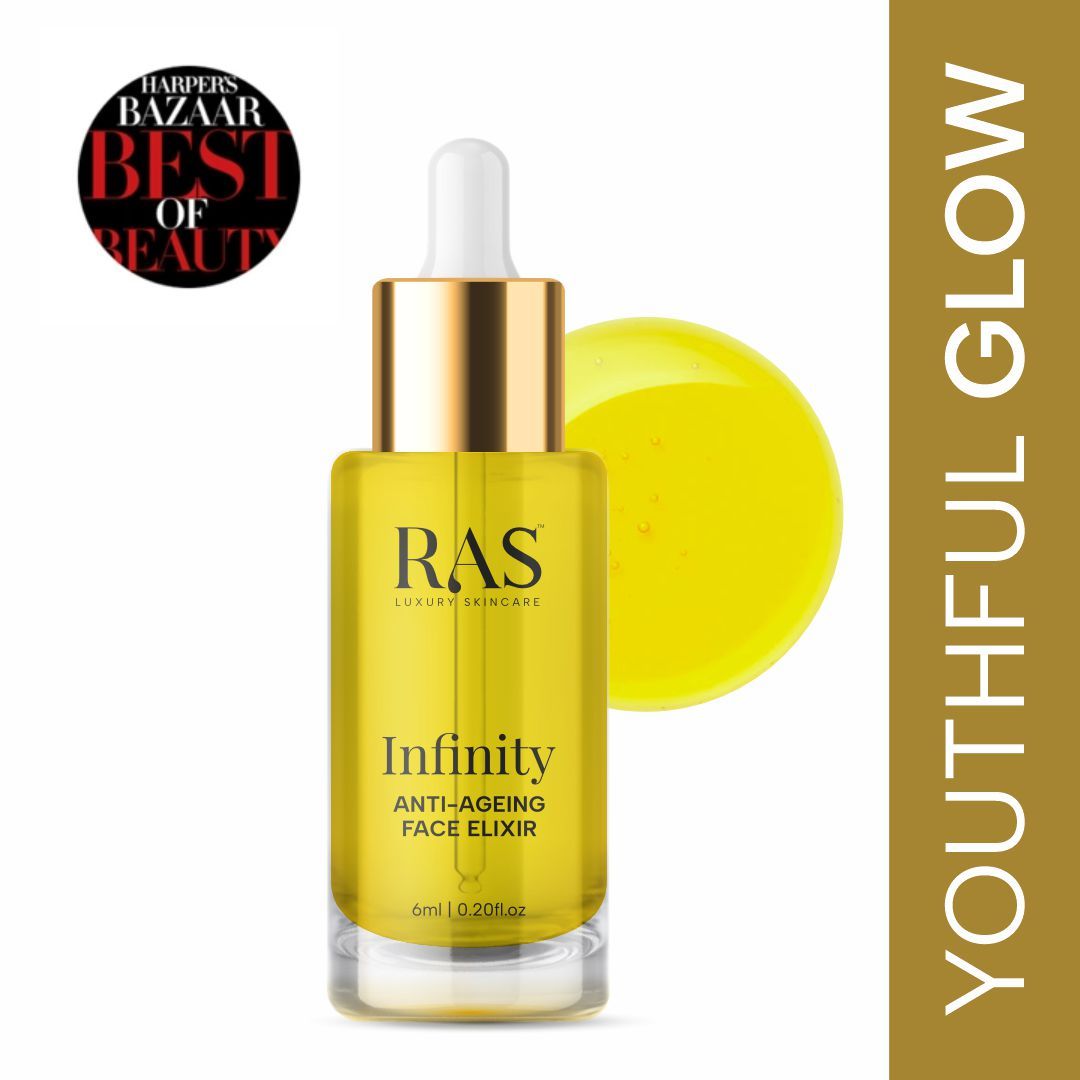 RAS Luxury Oils Infinity Anti-Ageing Face Elixir, Lightweight Serum with Vitamin C, A, B5, 6ml, Buy from Indicrest