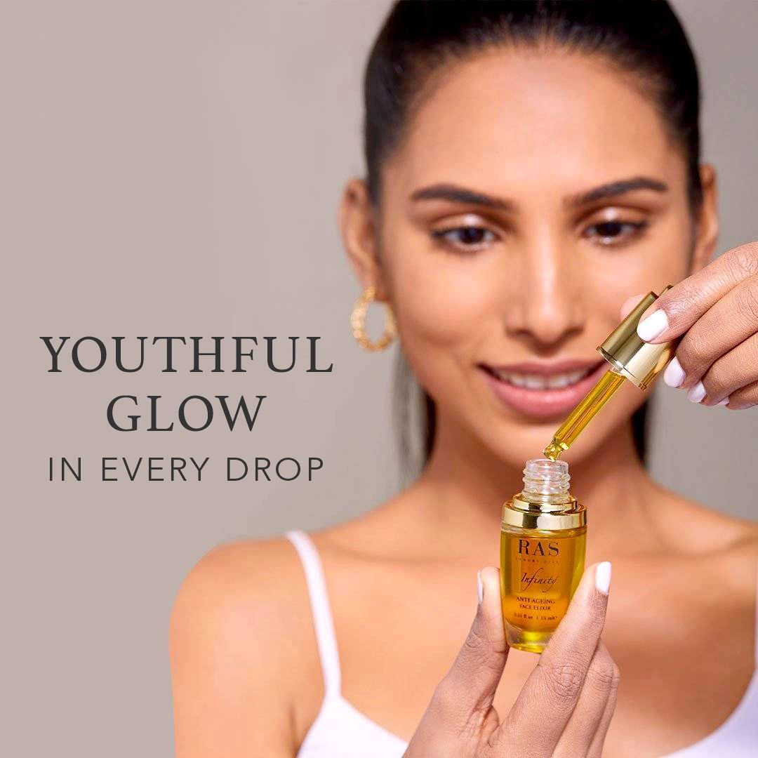 RAS Luxury Oils Infinity Anti-Ageing Face Elixir, Lightweight Serum with Vitamin C, A, B5, 6ml