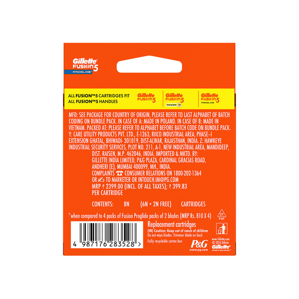 Gillette Flexball Fusion ProGlide Blades - 8 Cartridges Buy at Indicrest Image 8