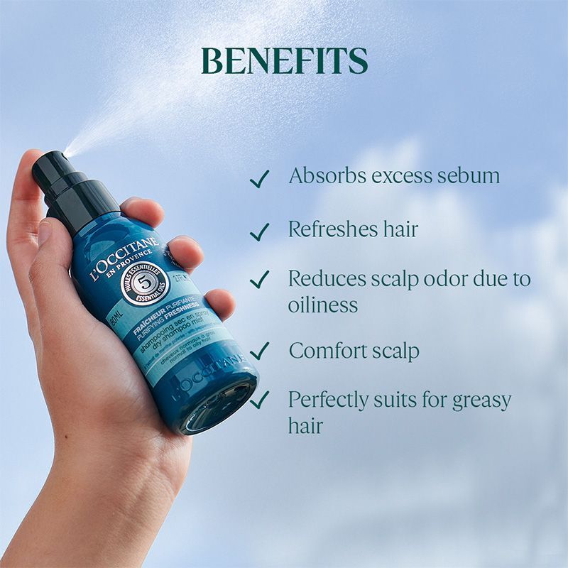 L'Occitane Purifying Freshness Dry Shampoo Mist 80ml, 80ml