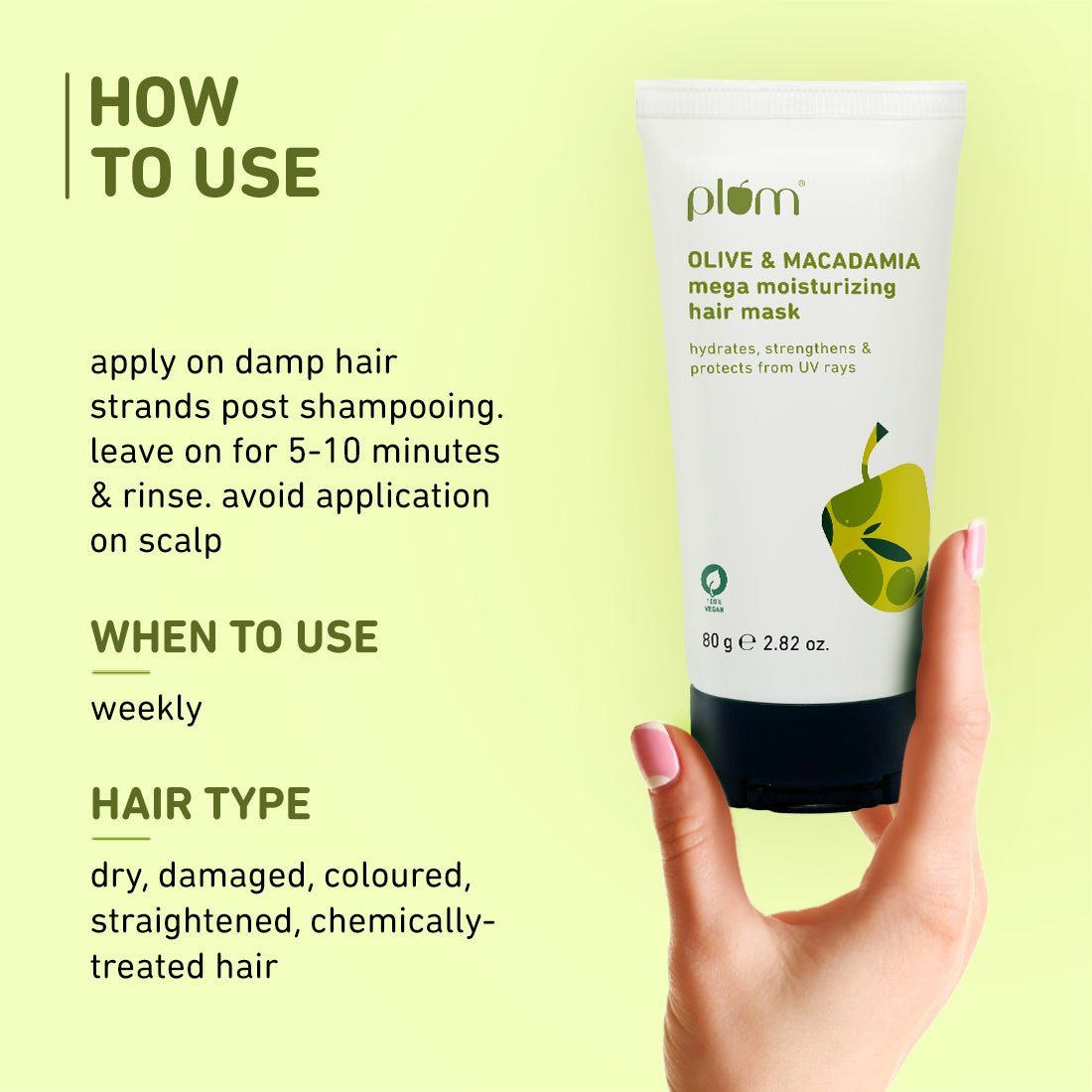 Plum Olive & Macadamia Mega Moisturizing Hair Mask | Repairs Damage | Smoothens Hair, 250g Buy at Indicrest Image 13