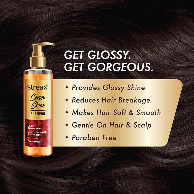 Streax Serum Shine Paraben Free Shampoo For Frizzy & Dry Hair With Silicon Boosters, 240ml Buy at Indicrest Image 4