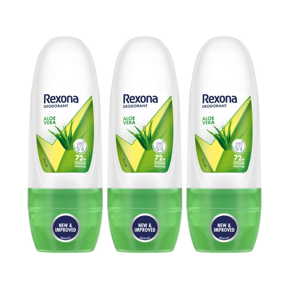 Rexona Women Deodorant Underarm Roll On Aloe Vera 72 Hour Odour Protection (Pack of 3), 75ml Buy at Indicrest