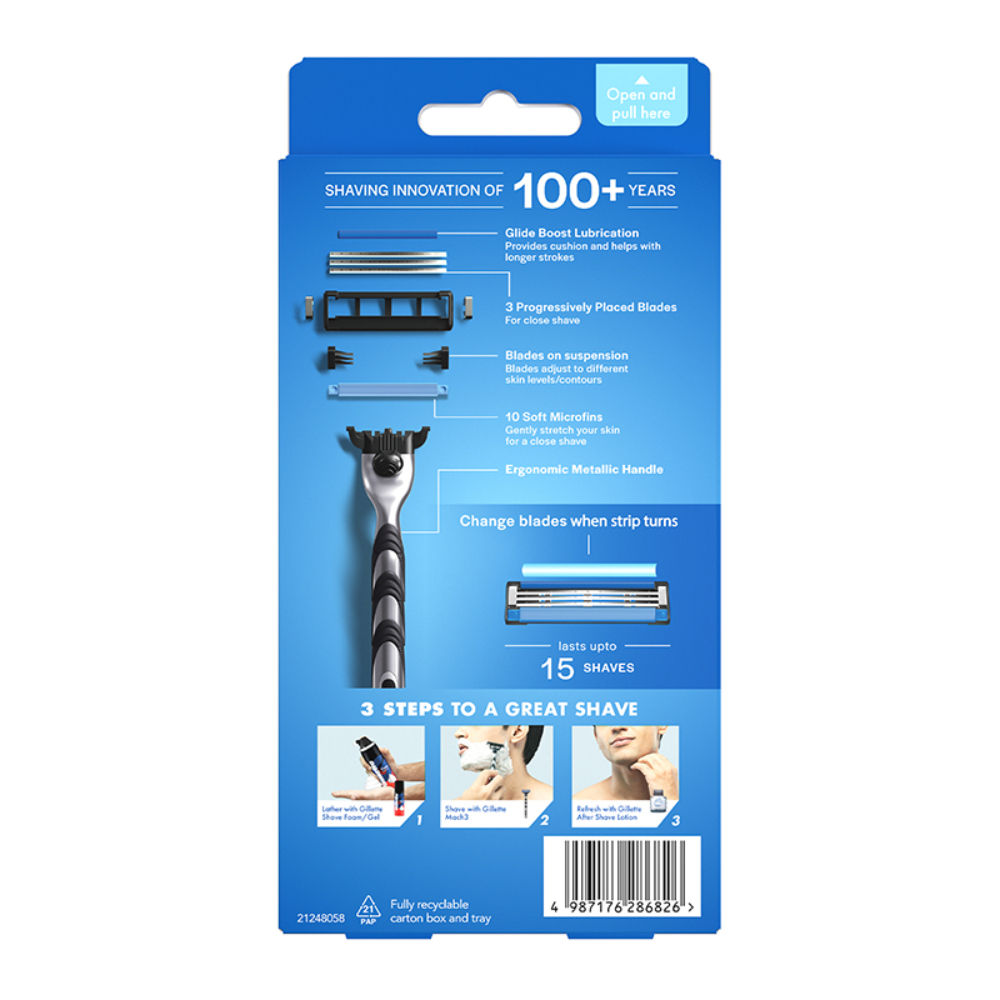 Gillette Mach 3 Shaving Razor + 2 Shaving Blade (Cartridge) Buy at Indicrest Image 9